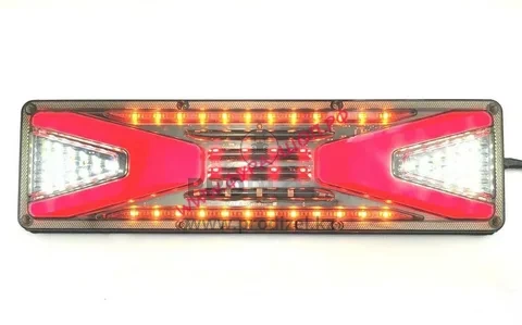 Фонарь (LED) задний прямоугольный  24V (к-т 2шт.) Две полоски + бегущ. поворотник